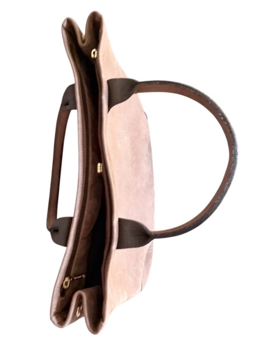 Vintage Longchamp dark tan suede large tote bag with dual rolled top handles - Picture 7 of 9